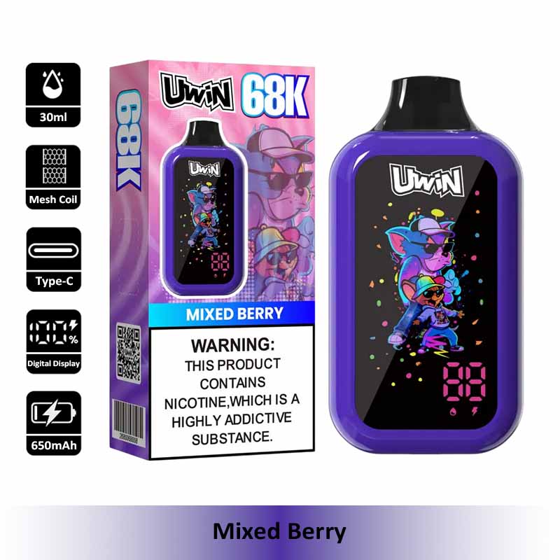 8 Mixed berry Uwin 68K 68000 Puffs Digital Box Disposable Vape Wholesale