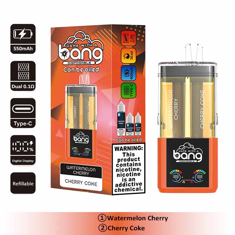 8 Watermelon Cherry Bang 60000 2 in 1 60K Puffs Refillable Oil Vape Wholesale