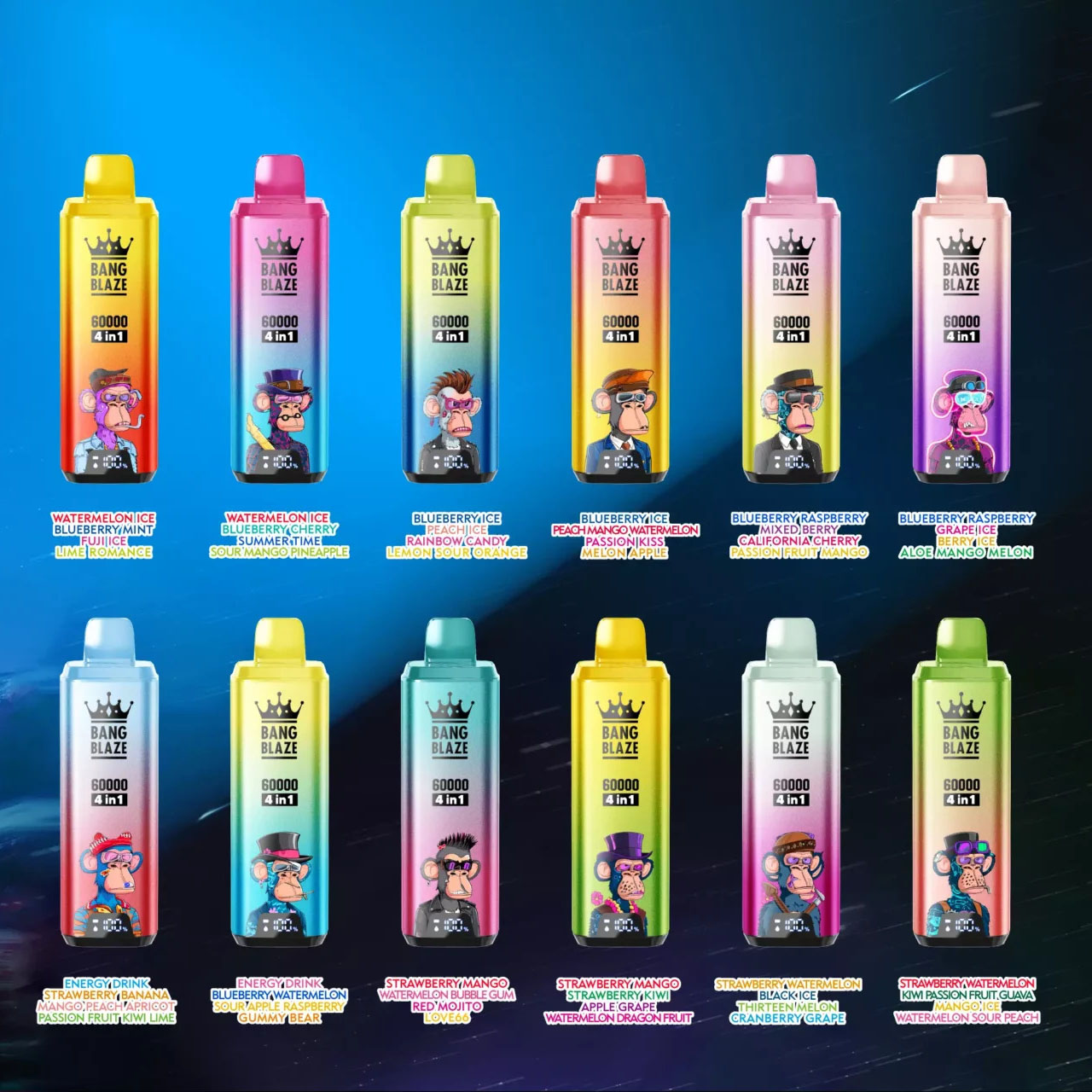 Bang Blaze 60000 4 in 1 60K Puffs 4 Flavors Vape Wholesale 12 Flavors Smart Display