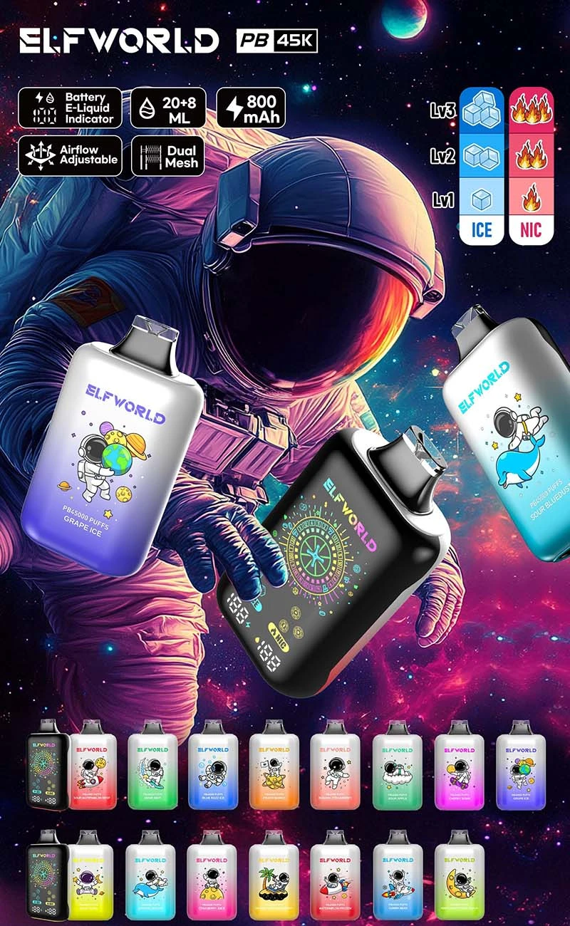 ELFWORLD PB 45000 Puffs adjustable Ice & Nic Vape Wholesale 3 Level Icy 3 Level Nicotine Strength 800mAh Battery