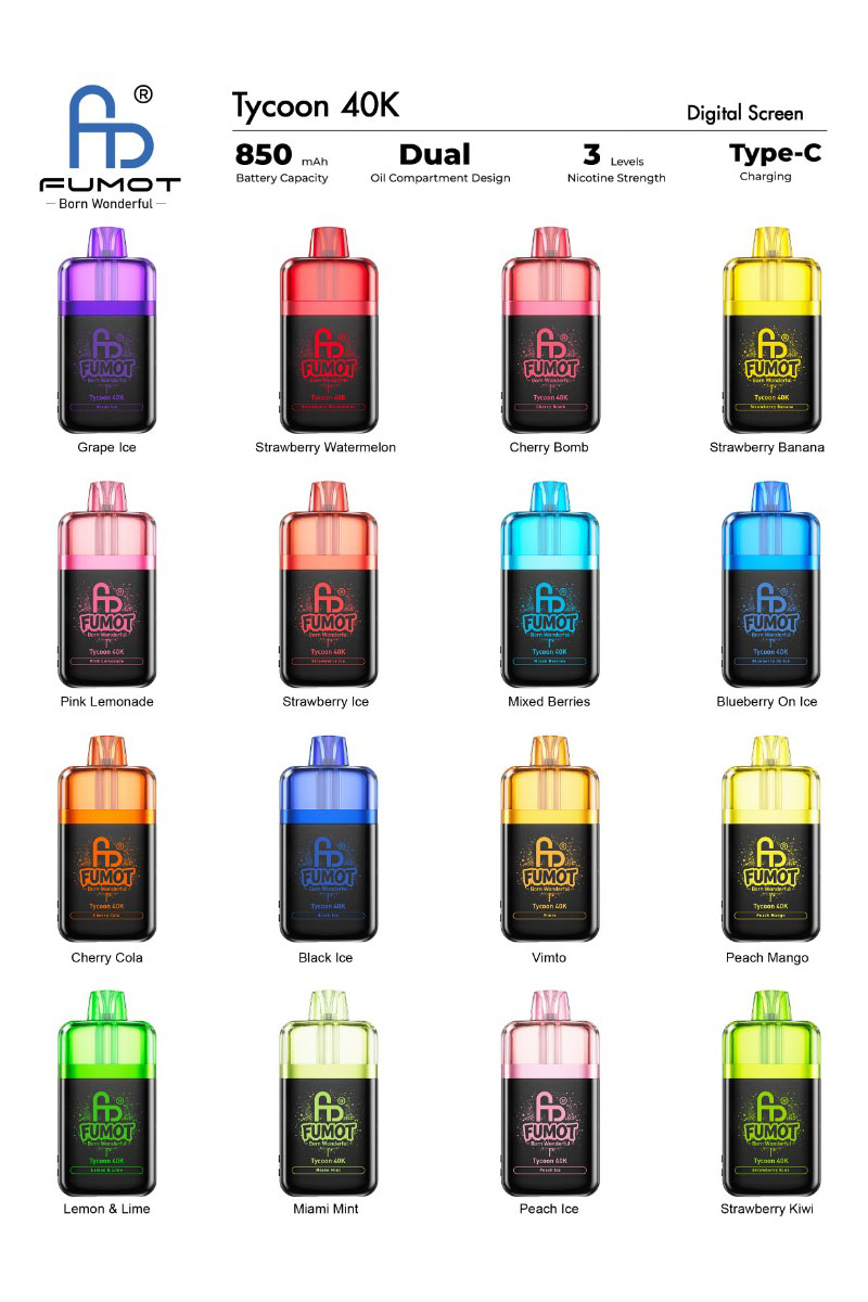 Fumot Tycoon 40K 40000 Puffs Disposable Vape Wholesale 16 Flavors 850mAh Battery Transparent tank Fumot Tycoon 40K 40000 Puffs Disposable Vape Wholesale 16 Flavors 850mAh Battery Transparent tank
