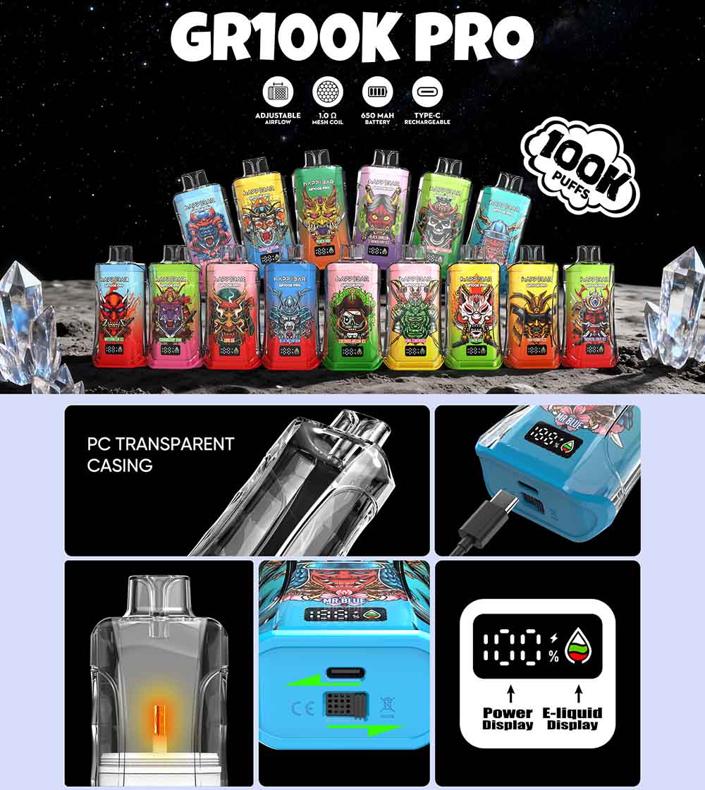 Happ Bar GR100K Pro 100000 Puffs Disposable Vape Wholesale 650mAh Battery 56ml Capacity