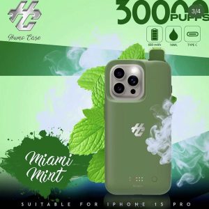 Humo Case 30000 Puffs Vape iPhone 15 15Pro 16 16Pro 14 14Pro Miami Mint
