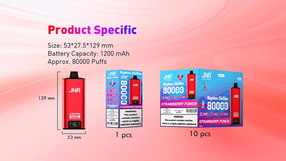 JNR BigMac Shisha 80000 Puffs Disposable Vape Wholesale Packaging