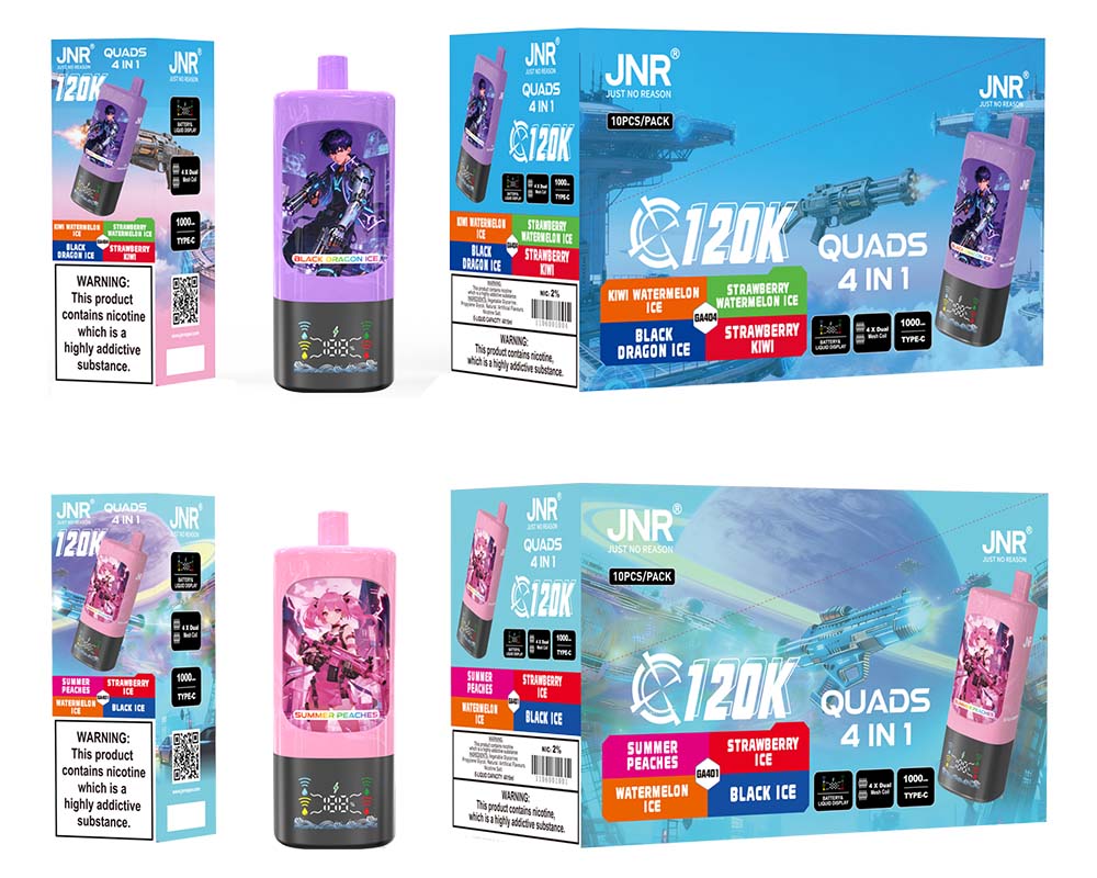 JNR Quads 120K 4 in 1 120000 Puffs 4 Flavor Vape Wholesale 12 Flavors Four Flavors in One Vape