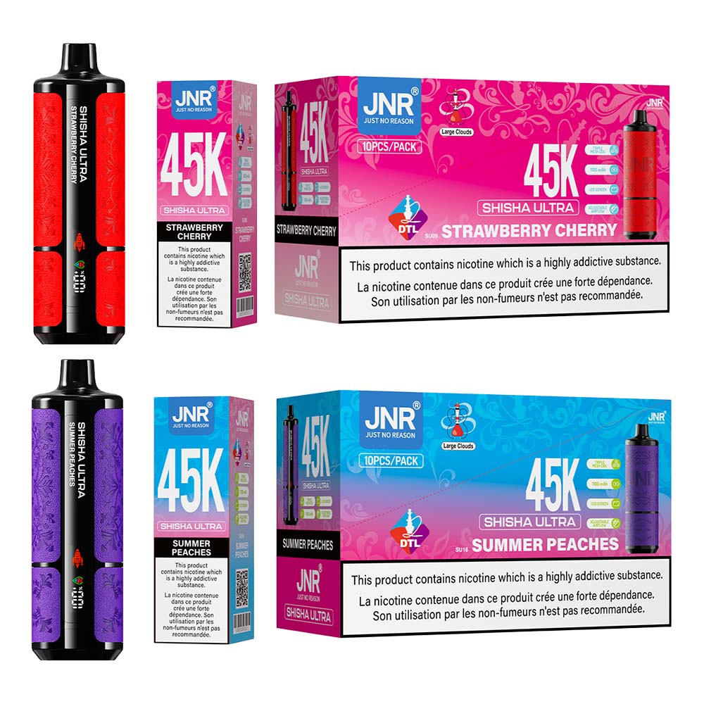 JNR Shisha Ultra 45K 45000 Puffs Disposable Vape Wholesale 17 Flavors Triple Mesh Coil 1100mAh Battery DTL Vape