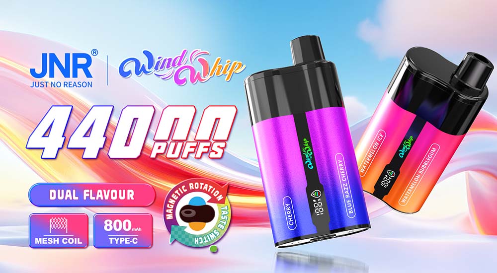 JNR WindWhip 44K Puffs 2 in 1 Disposable Vape Wholesale 2 Flavors in One Device