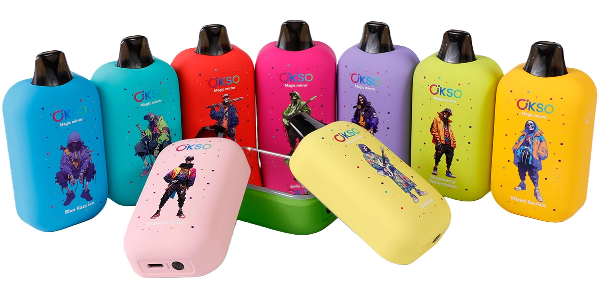 OKSO Magic Mirror 50000 50K Puffs Disposable Vape Wholesale RGB LED Display Dual Mesh Coil 40ml Capacity Full Screen Vape