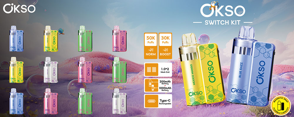 OKSO Switch Kit 50K Puffs Disposable Vape Pod Kit Wholesale Pod Kits 12 Flavors Magnetic Connection