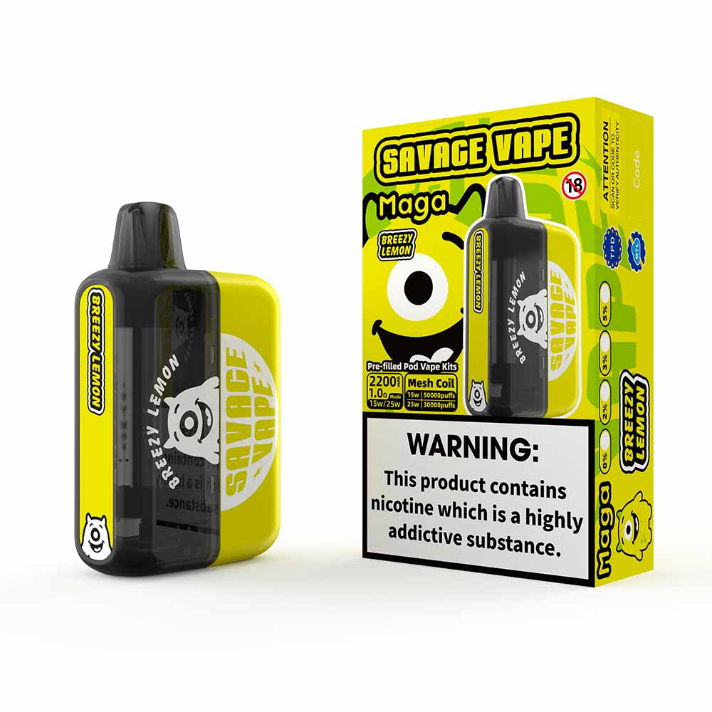 Savage Maga 50000 50K Puffs 2200mAh Battery Vape Wholesale Pod Kits Two Power Modes 2200mAh Battery Dual Mesh Coil