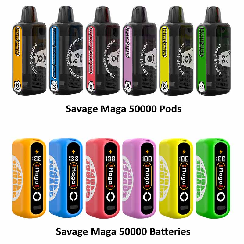 Savage Maga 50000 Pod 50K Puffs Disposable Vape Wholesale 12 Flavors Replaceable