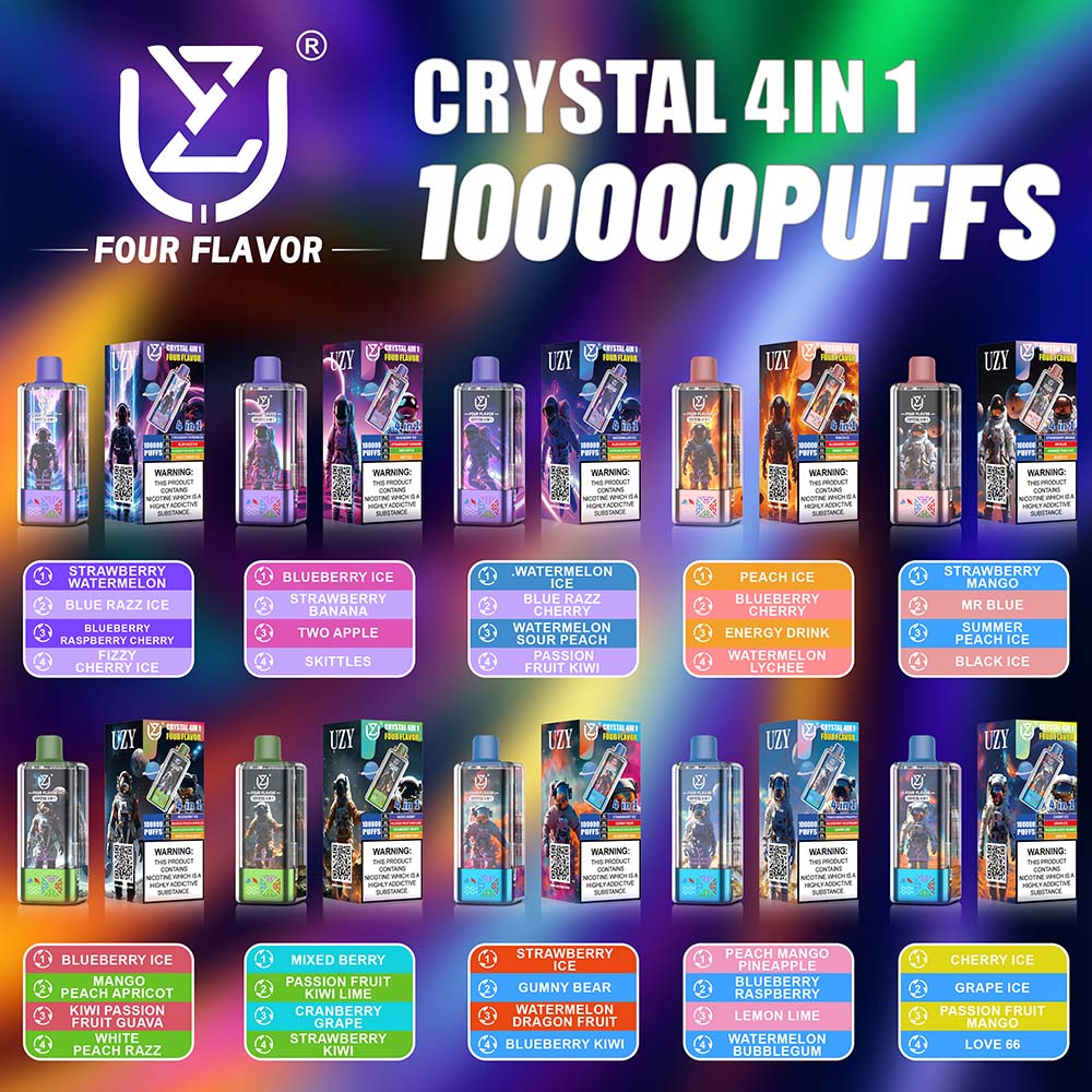 UZY 100K 4 in 1 100000 Puffs 4 Flavors Vape Wholesale Quads Mesh Coil Quads Flavors in One Device 56ml Capacity