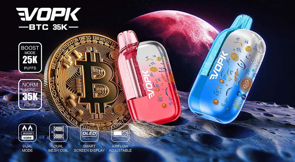 VOPK BTC 35K 35000 Puffs Disposable Vape Wholesale Transparent oil tank Norm & Boost Mode