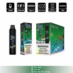 01 Blue Razz Bang King Triple 50K 50000 Puffs 3 in 1 Disposable Vape Wholesale
