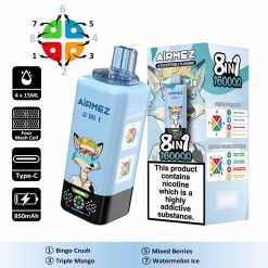 1 Bingo Crush Airmez 160K 8 in 1 160000 Puffs Disposable Vape Wholesale