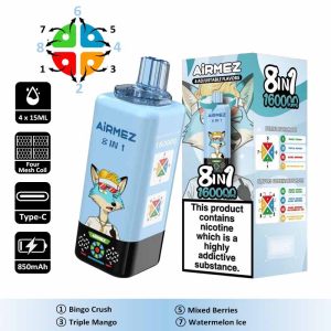 1 Bingo Crush Airmez 160K 8 in 1 160000 Puffs Disposable Vape Wholesale