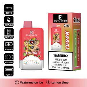 1 Watermelon Ice RUNCHUNFU 1000K 2 in 1 1000000 Puffs Vape Wholesale