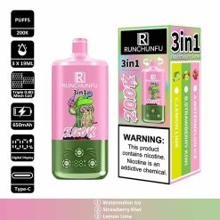 1 Watermelon Ice RUNCHUNFU 200K 3 in 1 200000 Puffs 3 Flavor Vape Wholesale