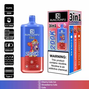 10 Cherry Cola Ice RUNCHUNFU 200K 3 in 1 200000 Puffs 3 Flavor Vape Wholesale