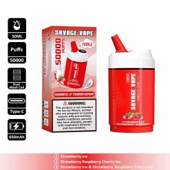 10 Strawberry Ice Savage Triple 50000 3 in 1 50K Puffs Vape Wholesale