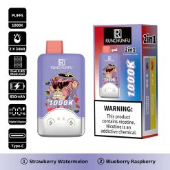 2 Strawberry Watermelon RUNCHUNFU 1000K 2 in 1 1000000 Puffs Vape Wholesale