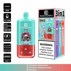 2 Strawberry Watermelon RUNCHUNFU 200K 3 in 1 200000 Puffs 3 Flavor Vape Wholesale