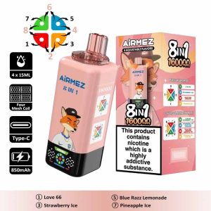 2 Love 6 Airmez 160K 8 in 1 160000 Puffs Disposable Vape Wholesale