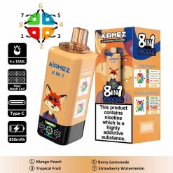 5 Mango Peach Airmez 160K 8 in 1 160000 Puffs Disposable Vape Wholesale