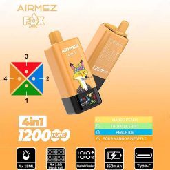 5 Mango Peach Airmez Fox 120 4 in 1 120000 Puffs 4 Flavor Vape Wholesale