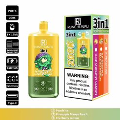 5 Peach Ice RUNCHUNFU 200K 3 in 1 200000 Puffs 3 Flavor Vape Wholesale