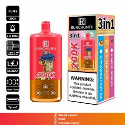 7 Mixed Berries RUNCHUNFU 200K 3 in 1 200000 Puffs 3 Flavor Vape Wholesale