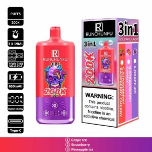 8 Grape Ice RUNCHUNFU 200K 3 in 1 200000 Puffs 3 Flavor Vape Wholesale