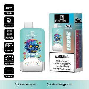 9 Blueberry Ice RUNCHUNFU 1000K 2 in 1 1000000 Puffs Vape Wholesale