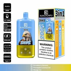 9 Strawberry Banana RUNCHUNFU 200K 3 in 1 200000 Puffs 3 Flavor Vape Wholesale