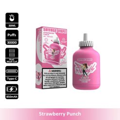 9 Strawberry Punch Savage Fitness 30000 30K Puffs Disposable Vape Wholesale