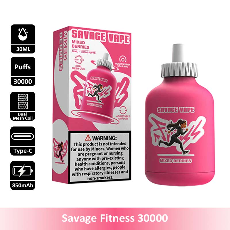 Savage Fitness 30000 30K Puffs Disposable Vape Wholesale 850mAh Battery 30ml Capacity Dual Mesh Coil