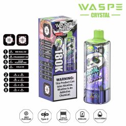 10# Strawberry Raspberry Cherry Waspe Crystal 180K Puffs 8 in 1 Disposable Vape Wholesale