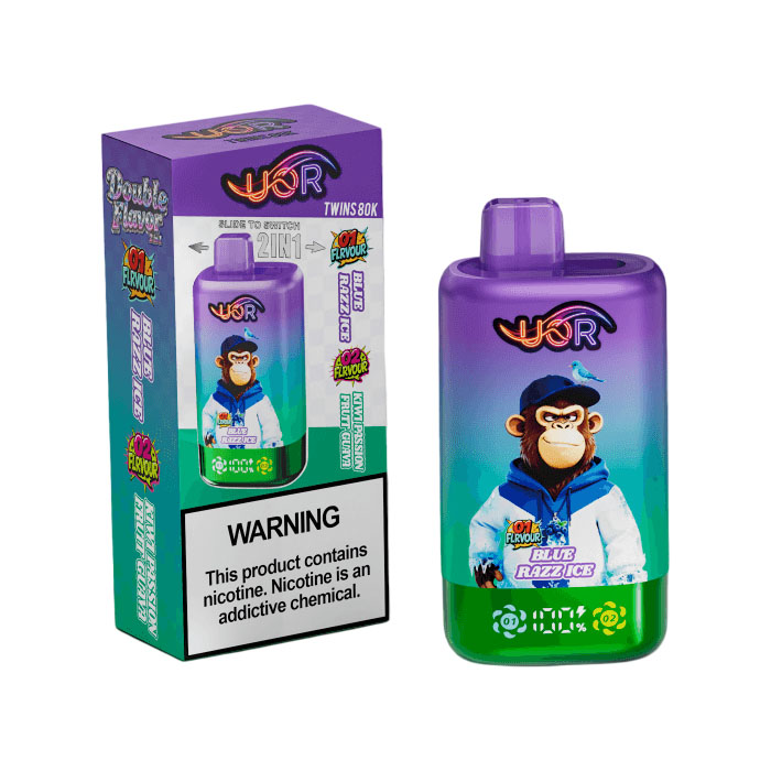 02 Blue Razz Ice UOR Twins 80K Puffs 2 in 1 Disposabale Vape Wholesale