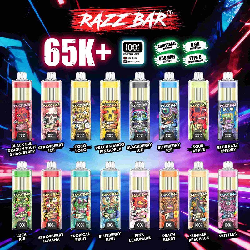 Razz Bar 65K Plus 65000 Puffs Disposable Vape Wholesale 16 Flavors