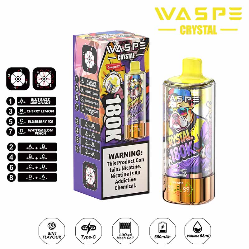 Vaporizador desechable Waspe 8 en 1 de 180 000 caladas al por mayor 2