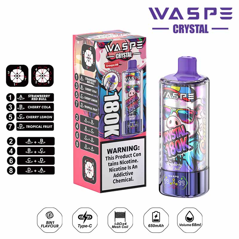 Vaporizador desechable Waspe 8 en 1 de 180 000 caladas al por mayor 4