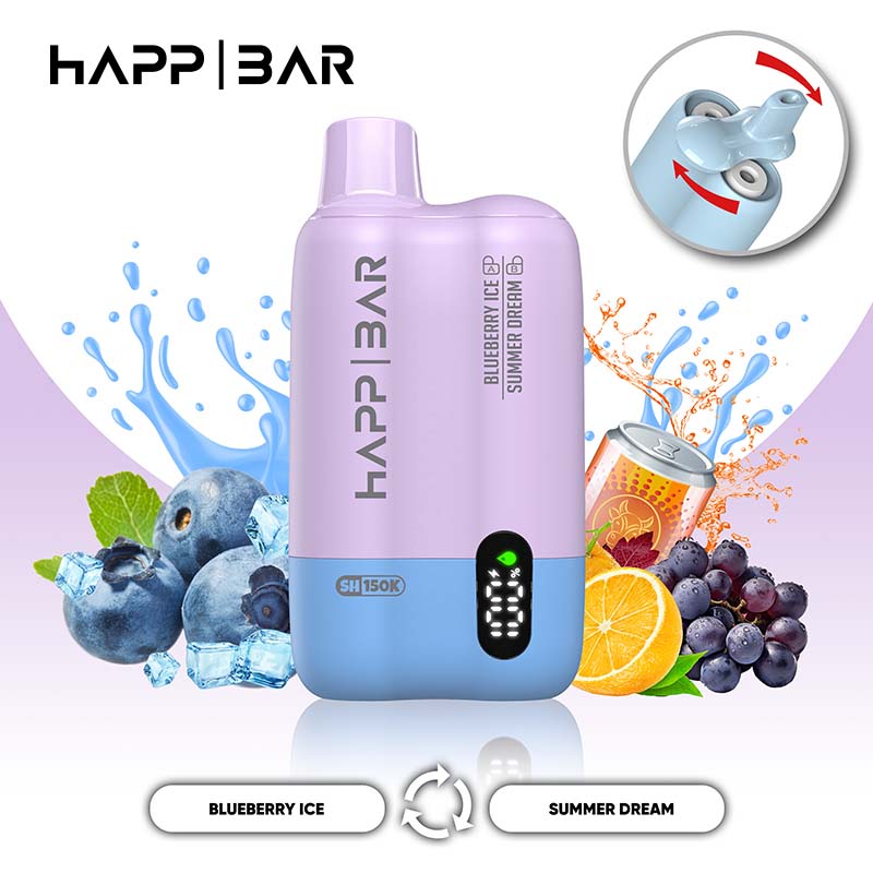 04 Blueberry Ice HAPP BAR SH150K 150K Puffs 2 in 1 Disposable Vape Wholesale