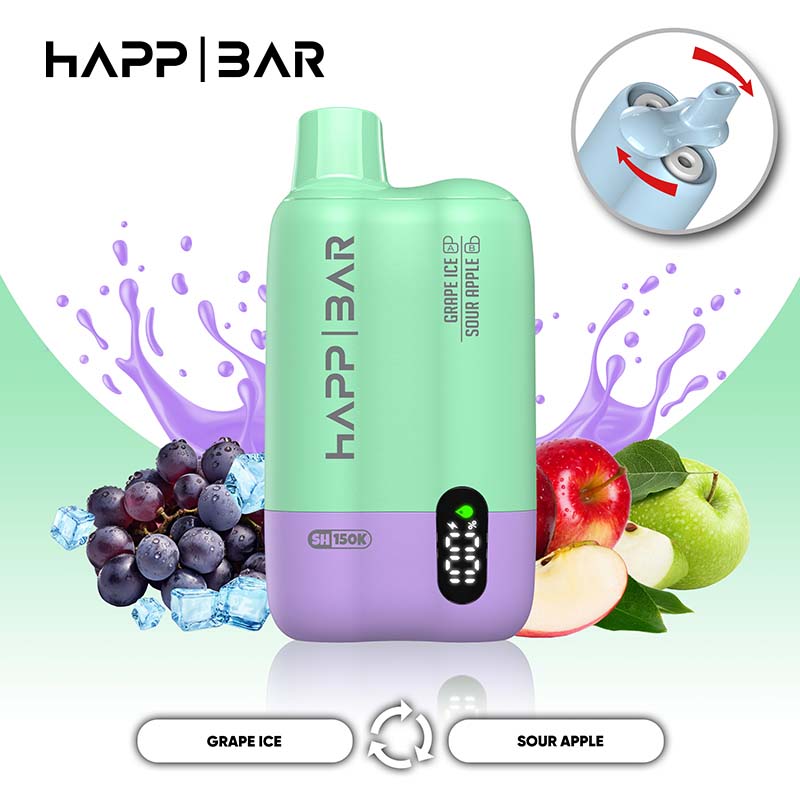 08 Sour Apple HAPP BAR SH150K 150K Puffs 2 in 1 Disposable Vape Wholesale