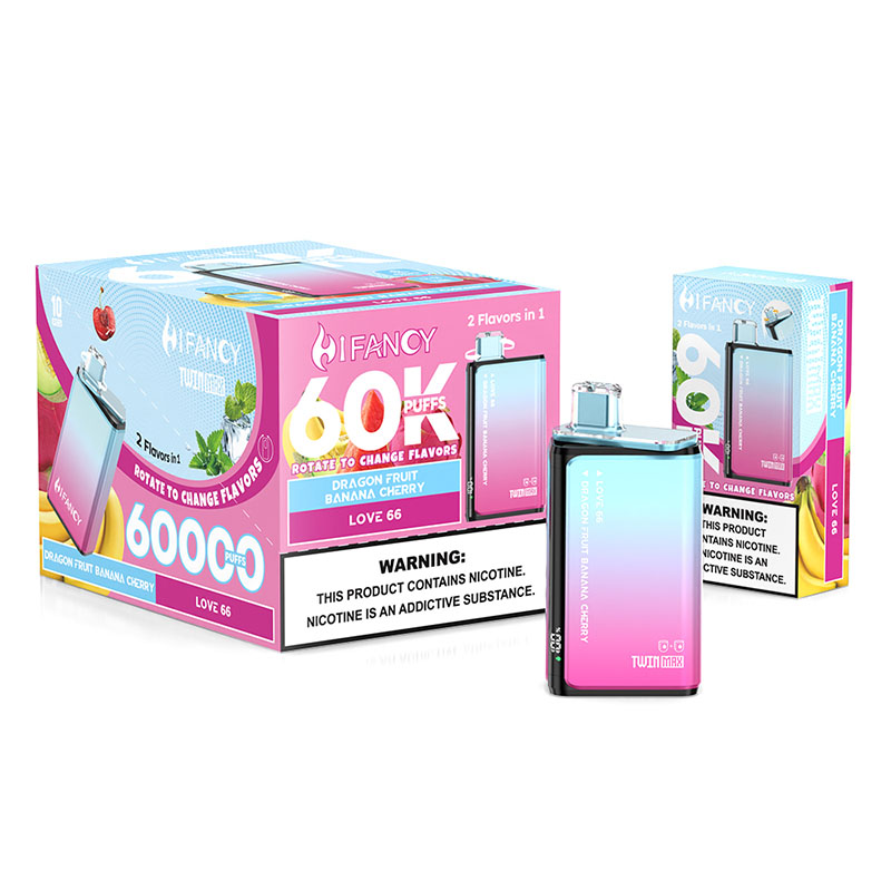 10 Dragon Fruit Banana Cherry HIFANCY TWINS MAX 60000 Puffs Disposable Vape Wholesale