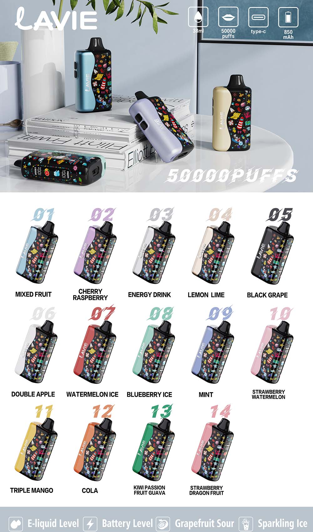 Lavie 50000 Puffs Sour&Ice Control Disposable Vape Wholesale 1 Lavie 50000 Puffs Sour&Ice Control Disposable Vape Wholesale 1