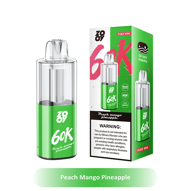 Zooy Fizz 60K Puffs Two Modes Disposable Vape Wholesale 01 Peach Mango Pineapple