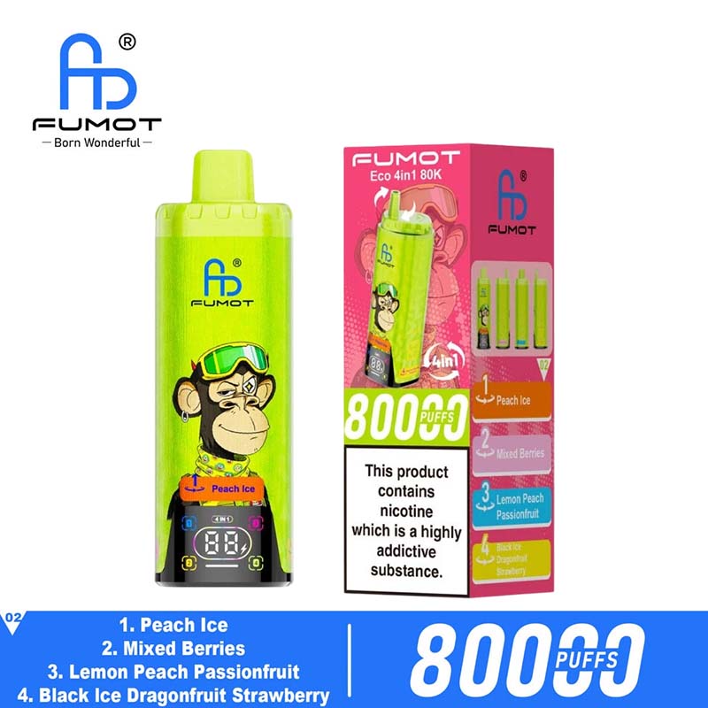 02 Peach Ice Fumot ECO 4in1 80K Puffs 4 Flavors Disposable Vape Wholesale