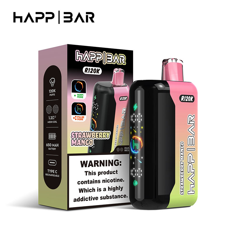 05 Strawberry Mango Happ Bar R120K 120000 Puffs Disposable Vape Wholesale