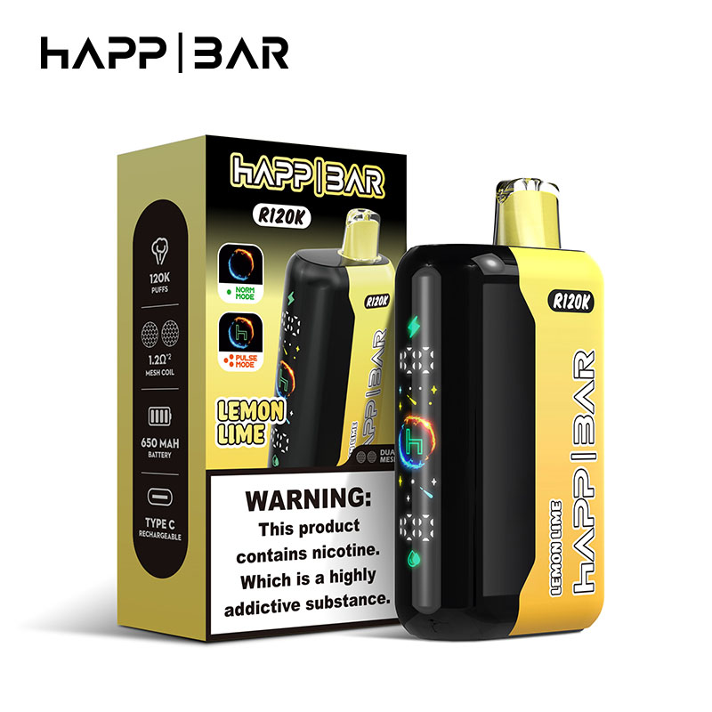 07 Lemon Lime Happ Bar R120K 120000 Puffs Disposable Vape Wholesale