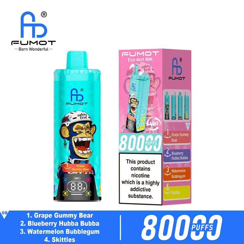 08 Grape Gummy Bear Fumot ECO 4in1 80K Puffs 4 Flavors Disposable Vape Wholesale